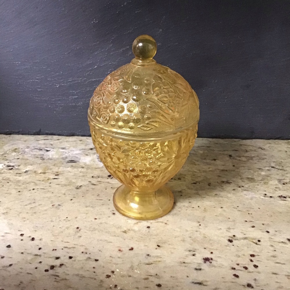 Vintage Avon Amber Egg Shape Candy Dish